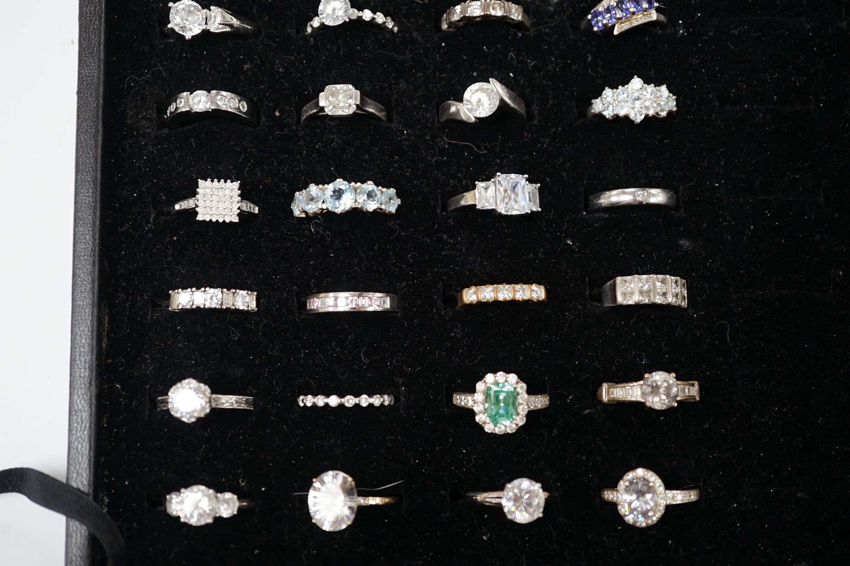 A collection of assorted paste set dress rings and sundry costume jewellery